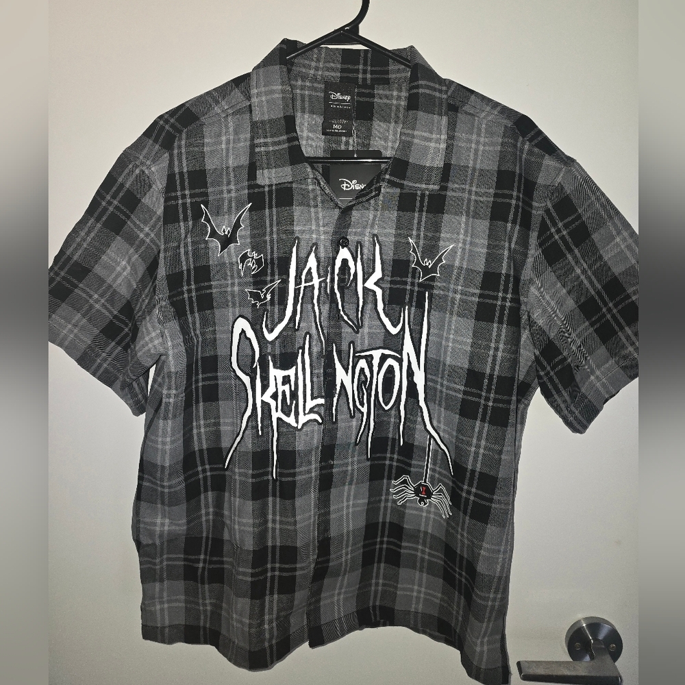 Our Universe The Nightmare Before Christmas Jack Plaid Crop Woven Button-Up